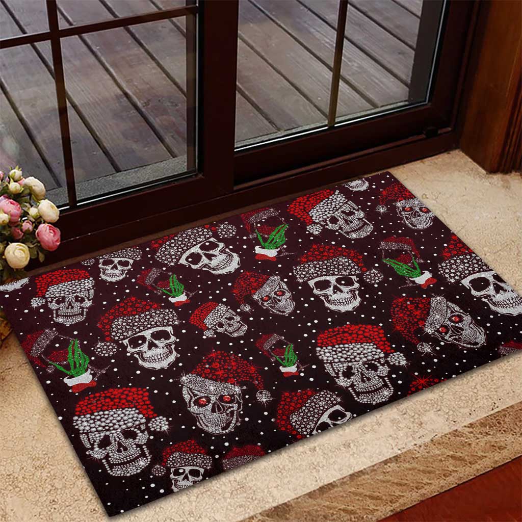 Xmas Skulls Love Christmas Cocktails Rubber Doormat - Wonder Print Shop