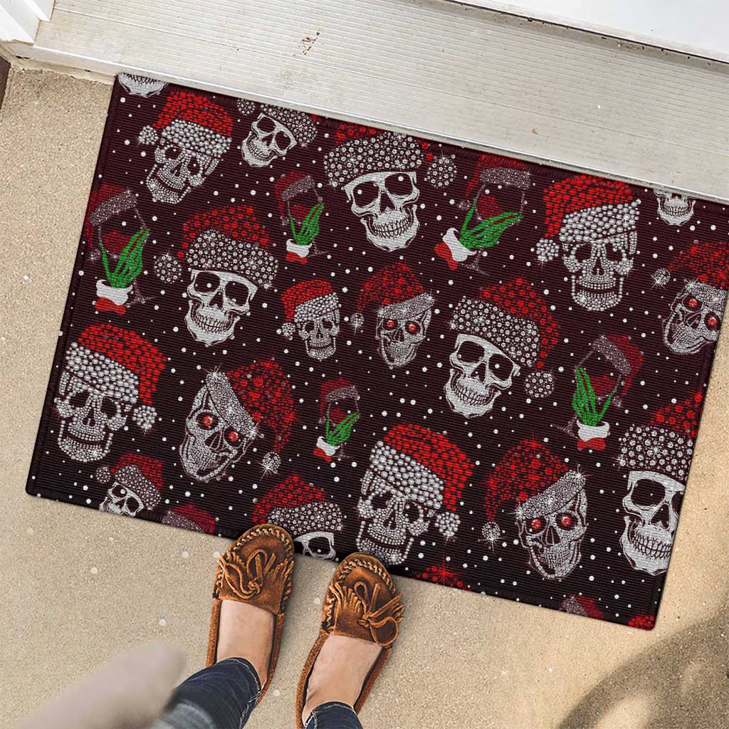 Xmas Skulls Love Christmas Cocktails Rubber Doormat - Wonder Print Shop