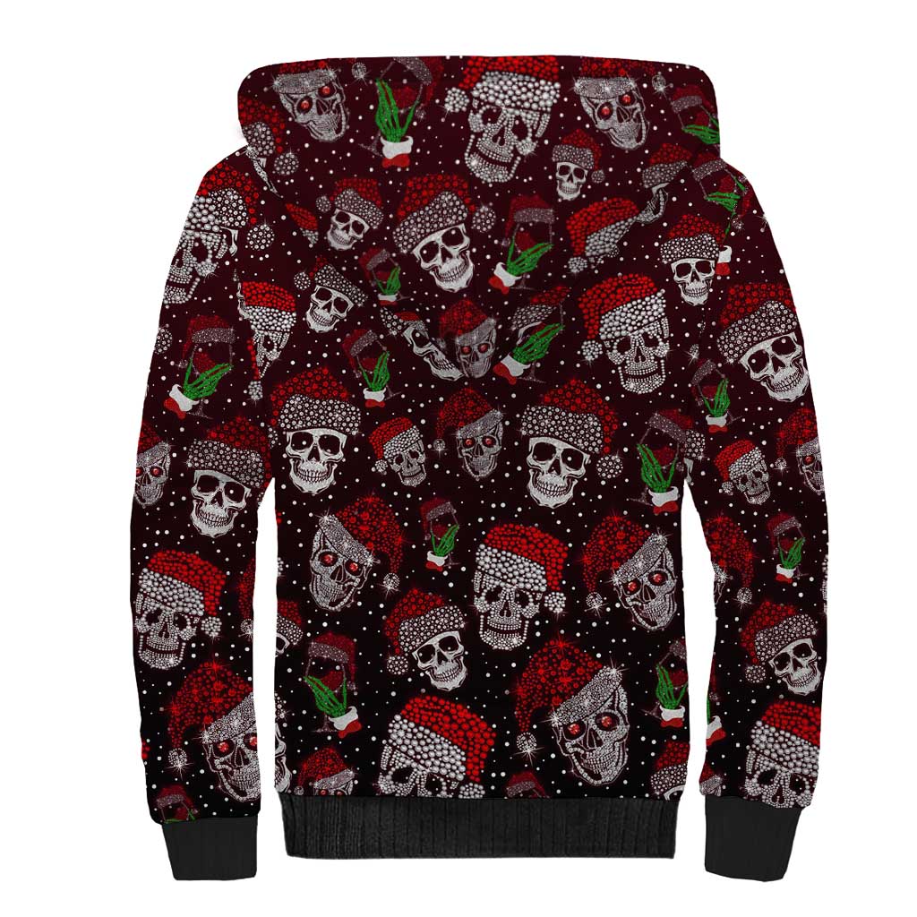 Xmas Skulls Love Christmas Cocktails Sherpa Hoodie - Wonder Print Shop