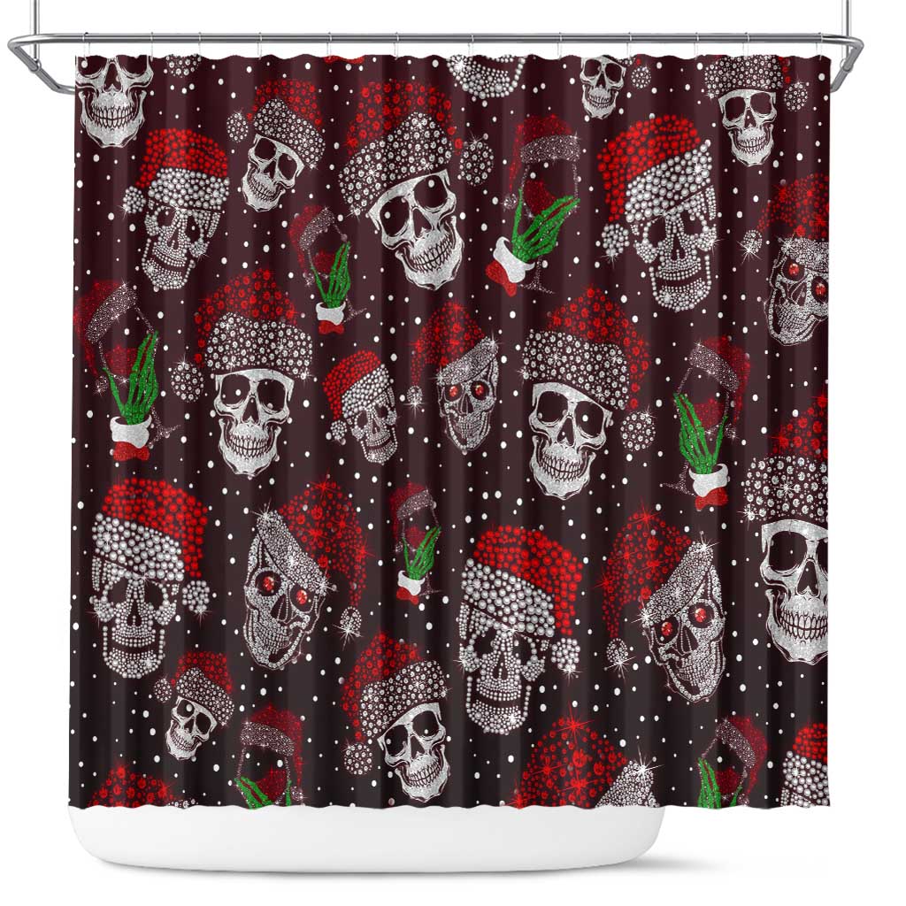 Xmas Skulls Love Christmas Cocktails Shower Curtain
