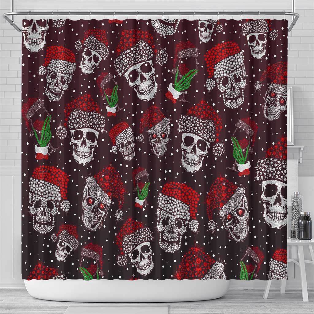 Xmas Skulls Love Christmas Cocktails Shower Curtain