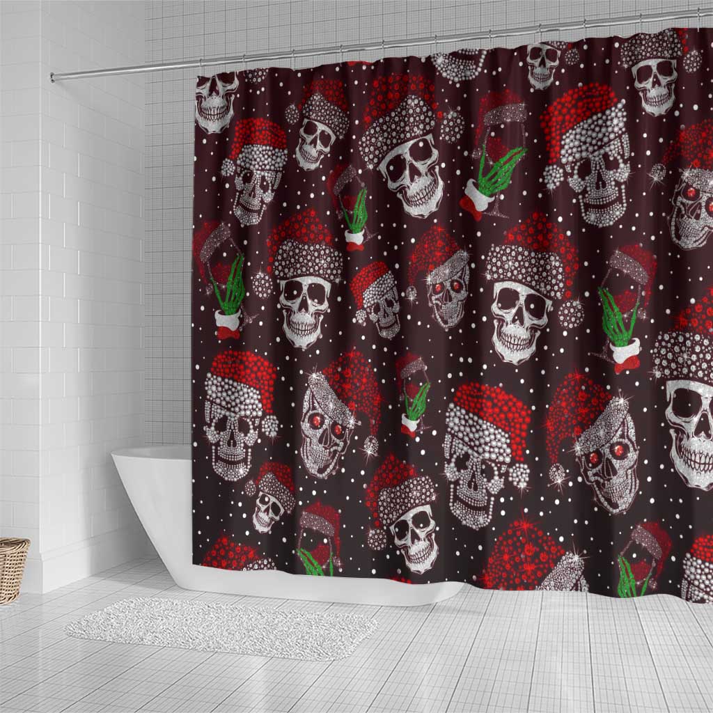 Xmas Skulls Love Christmas Cocktails Shower Curtain