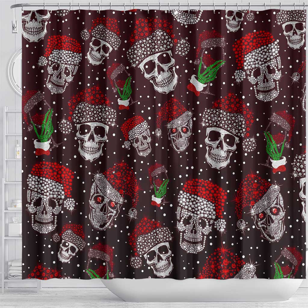 Xmas Skulls Love Christmas Cocktails Shower Curtain