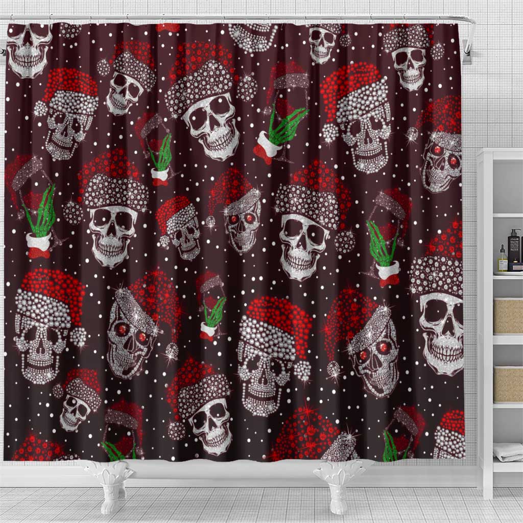 Xmas Skulls Love Christmas Cocktails Shower Curtain
