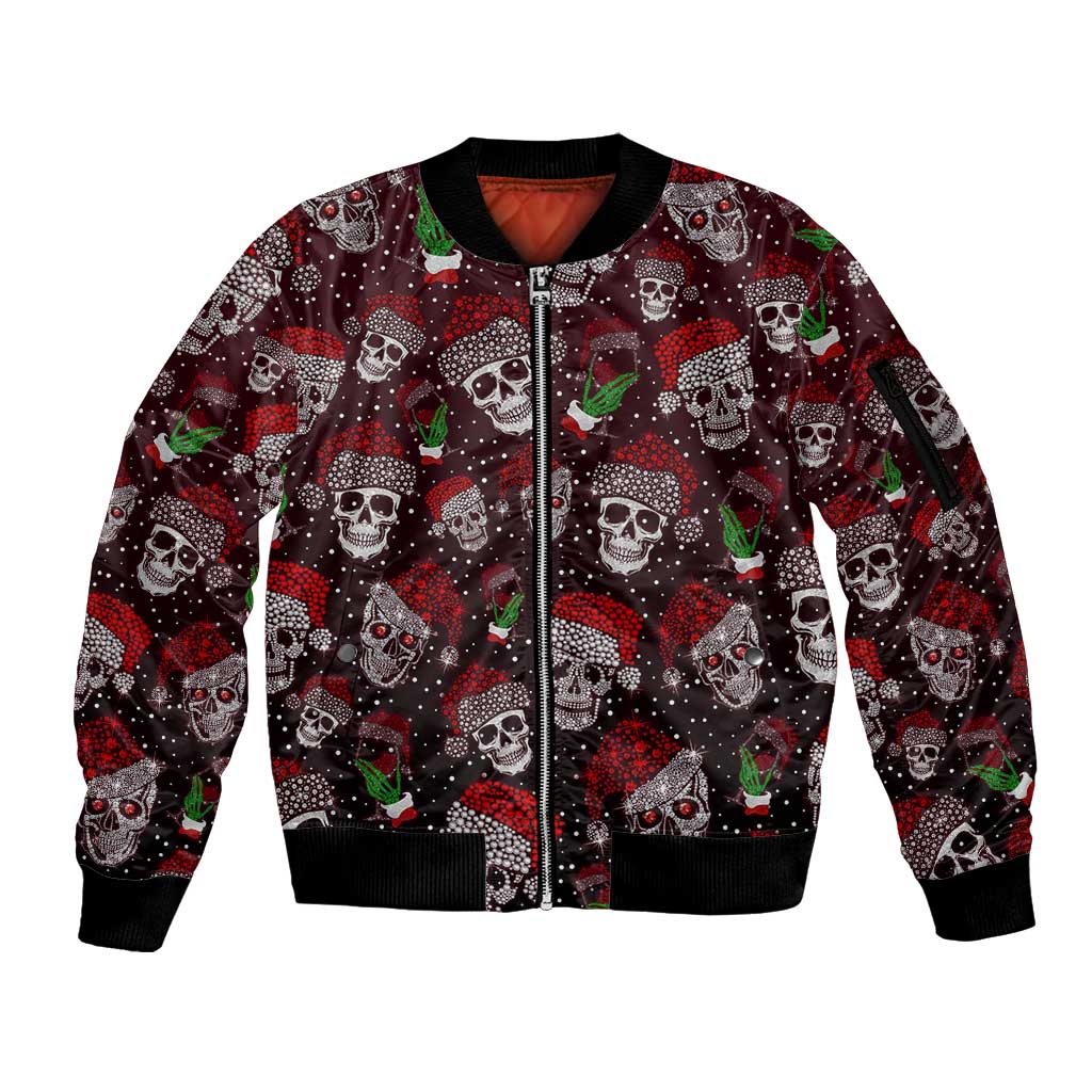 Xmas Skulls Love Christmas Cocktails Sleeve Zip Bomber Jacket - Wonder Print Shop