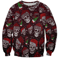 Xmas Skulls Love Christmas Cocktails Sweatshirt - Wonder Print Shop