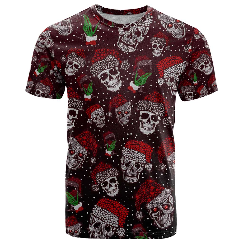 Xmas Skulls Love Christmas Cocktails T Shirt - Wonder Print Shop