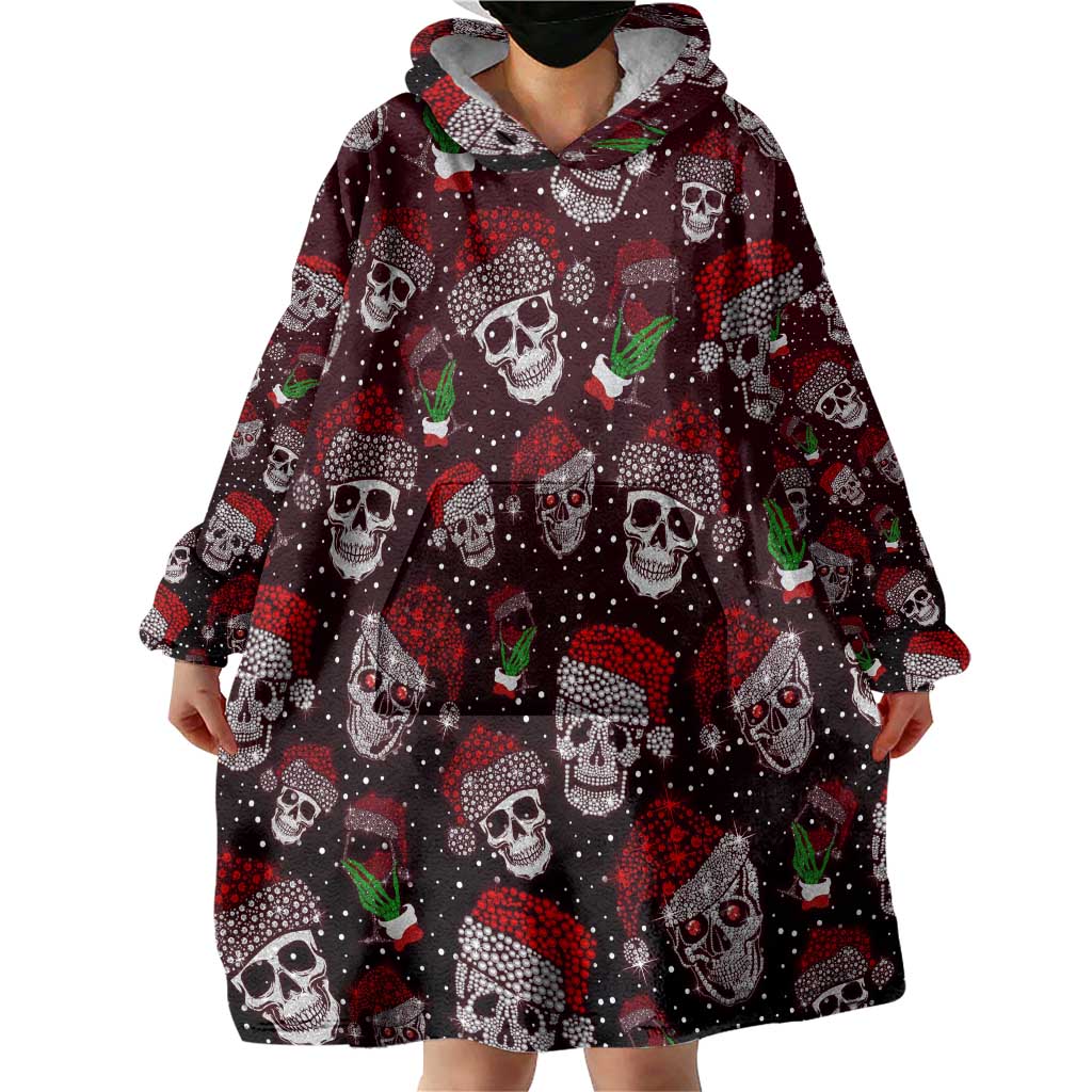 Xmas Skulls Love Christmas Cocktails Wearable Blanket Hoodie - Wonder Print Shop
