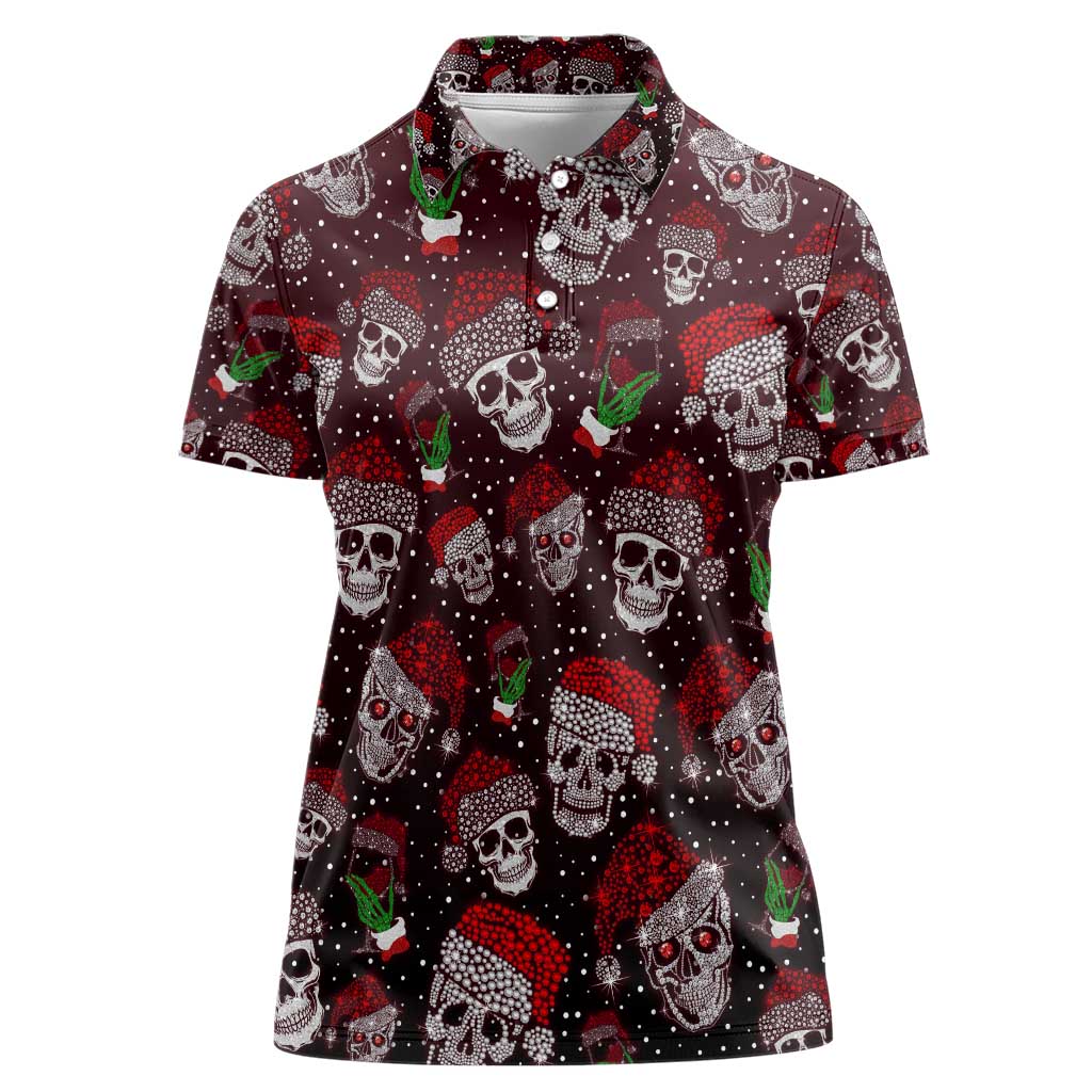 Xmas Skulls Love Christmas Cocktails Women Polo Shirt - Wonder Print Shop