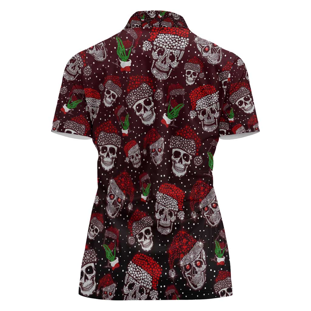 Xmas Skulls Love Christmas Cocktails Women Polo Shirt - Wonder Print Shop