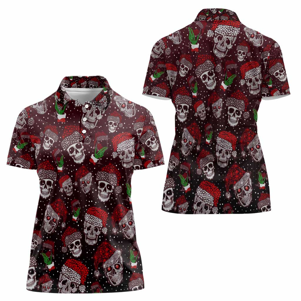 Xmas Skulls Love Christmas Cocktails Women Polo Shirt - Wonder Print Shop