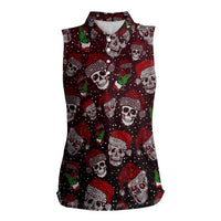 Xmas Skulls Love Christmas Cocktails Women Sleeveless Polo Shirt - Wonder Print Shop