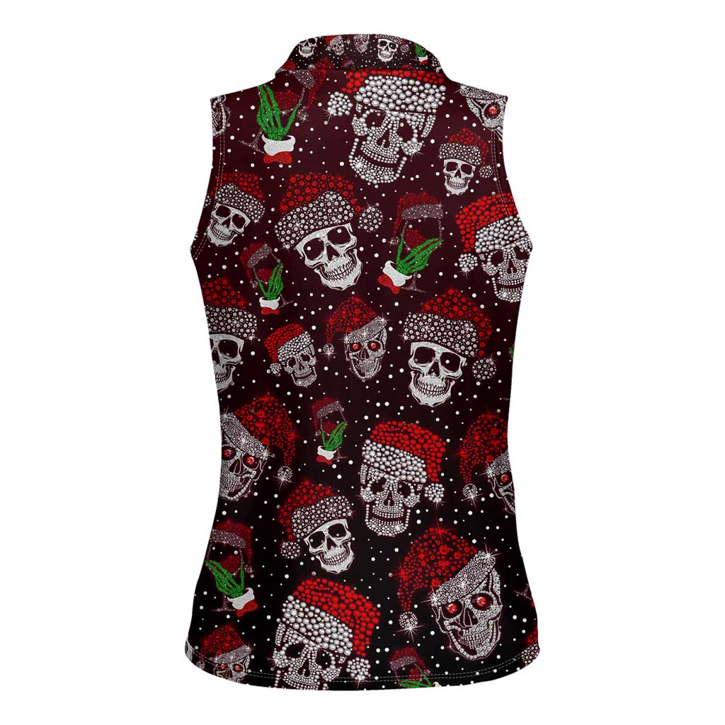 Xmas Skulls Love Christmas Cocktails Women Sleeveless Polo Shirt - Wonder Print Shop