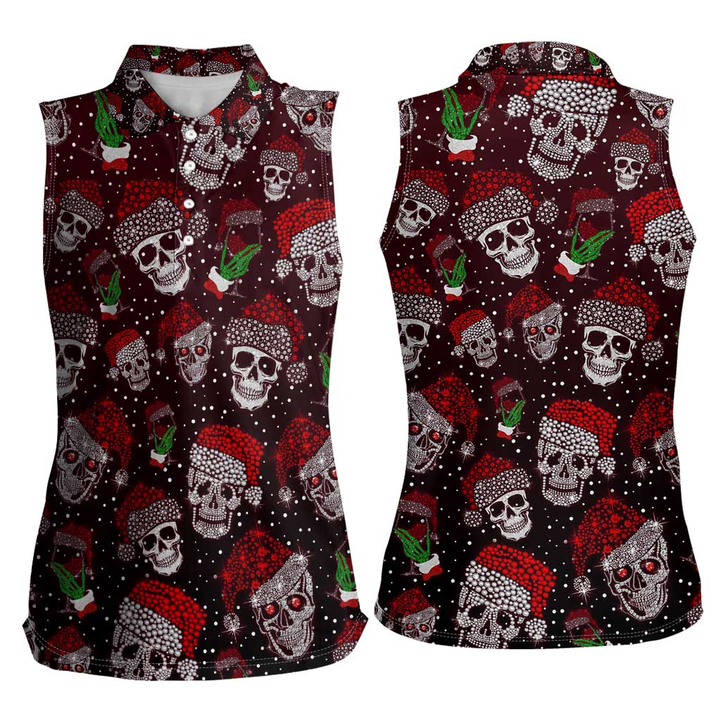Xmas Skulls Love Christmas Cocktails Women Sleeveless Polo Shirt - Wonder Print Shop