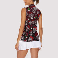 Xmas Skulls Love Christmas Cocktails Women Sleeveless Polo Shirt - Wonder Print Shop