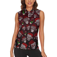 Xmas Skulls Love Christmas Cocktails Women Sleeveless Polo Shirt - Wonder Print Shop