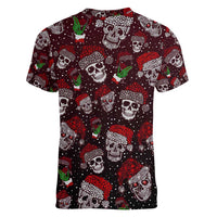 Xmas Skulls Love Christmas Cocktails Women V-Neck T-Shirt - Wonder Print Shop