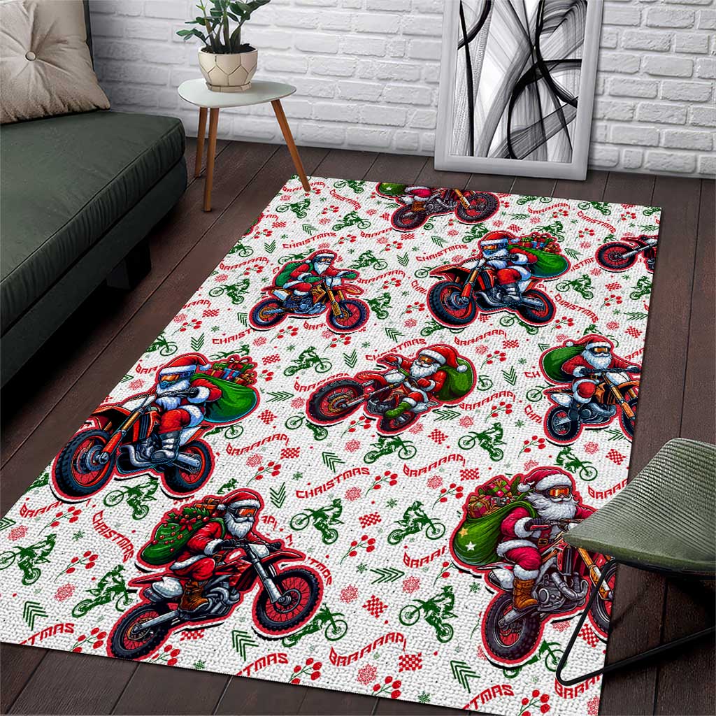 BRAAAP! Motorbike Santa Christmas Area Rug - Wonder Print Shop