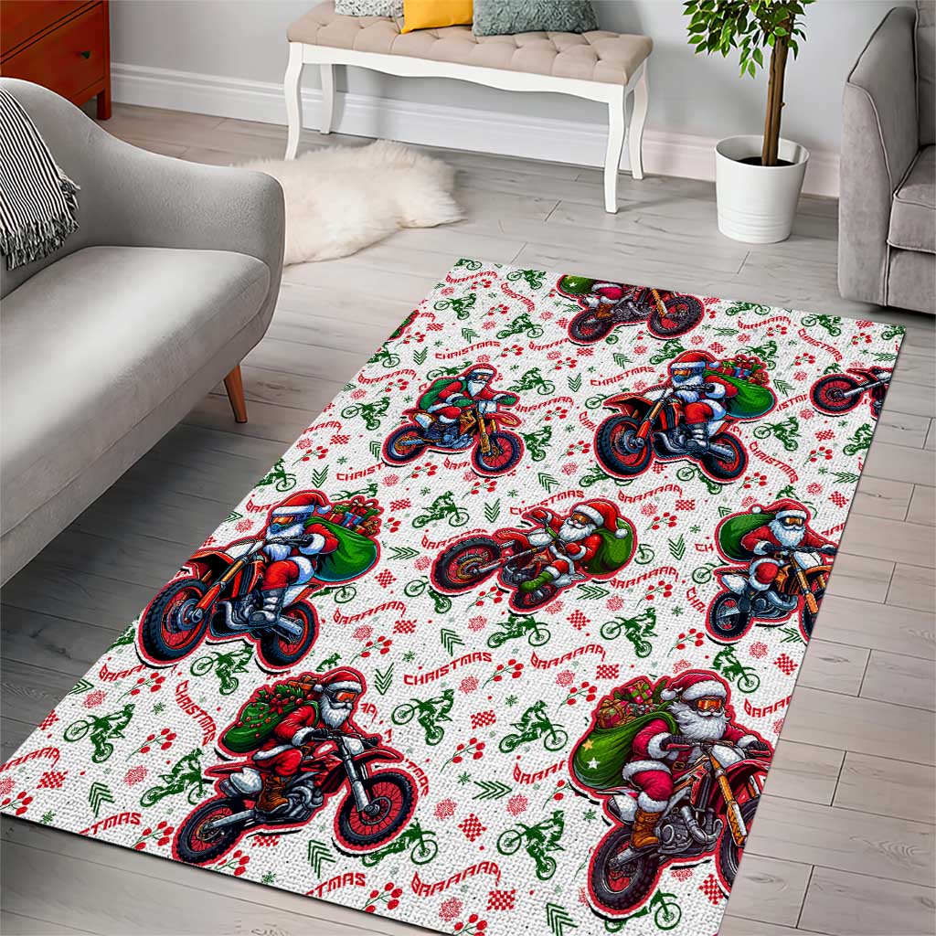 BRAAAP! Motorbike Santa Christmas Area Rug - Wonder Print Shop