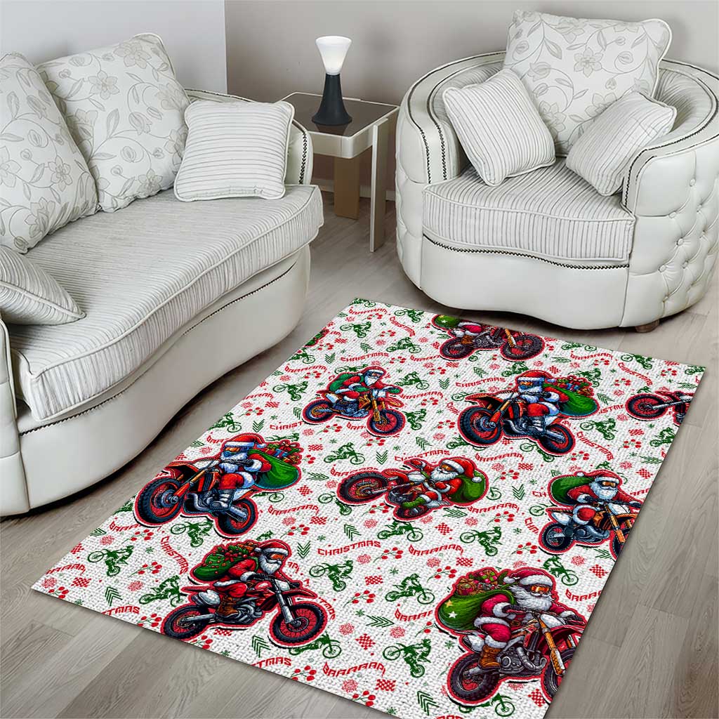BRAAAP! Motorbike Santa Christmas Area Rug - Wonder Print Shop