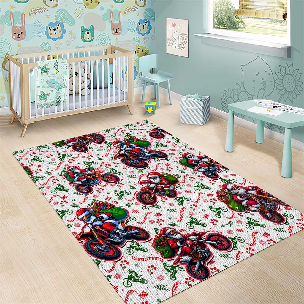 BRAAAP! Motorbike Santa Christmas Area Rug - Wonder Print Shop