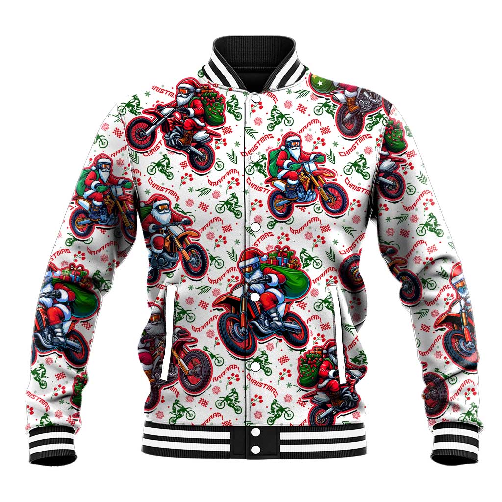 BRAAAP! Motorbike Santa Christmas Baseball Jacket - Wonder Print Shop