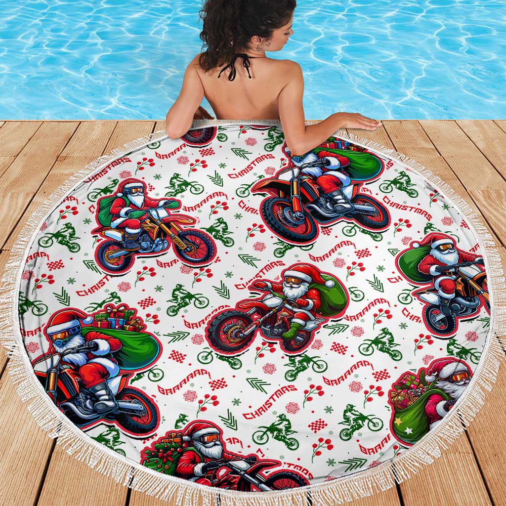 BRAAAP! Motorbike Santa Christmas Beach Blanket - Wonder Print Shop