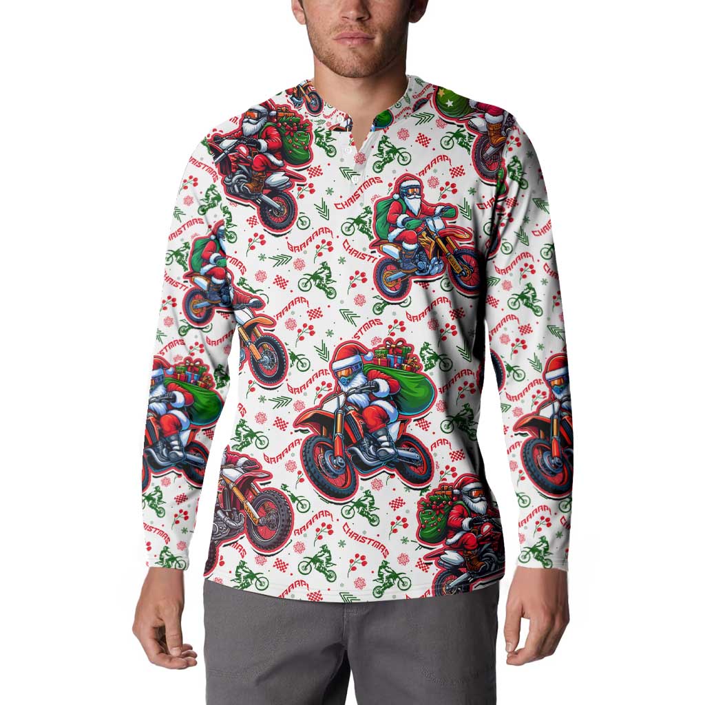 BRAAAP! Motorbike Santa Christmas Button Sweatshirt - Wonder Print Shop