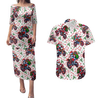 BRAAAP! Motorbike Santa Christmas Couples Matching Puletasi and Hawaiian Shirt - Wonder Print Shop