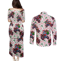 BRAAAP! Motorbike Santa Christmas Couples Matching Puletasi and Long Sleeve Button Shirt - Wonder Print Shop