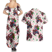 BRAAAP! Motorbike Santa Christmas Couples Matching Summer Maxi Dress and Hawaiian Shirt - Wonder Print Shop
