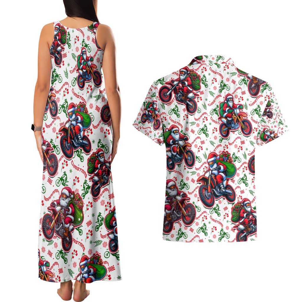 BRAAAP! Motorbike Santa Christmas Couples Matching Tank Maxi Dress and Hawaiian Shirt - Wonder Print Shop