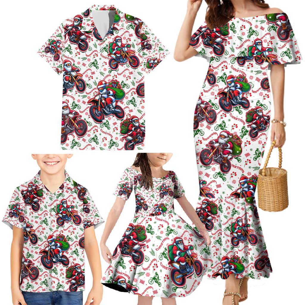 BRAAAP! Motorbike Santa Christmas Family Matching Mermaid Dress and Hawaiian Shirt - Wonder Print Shop