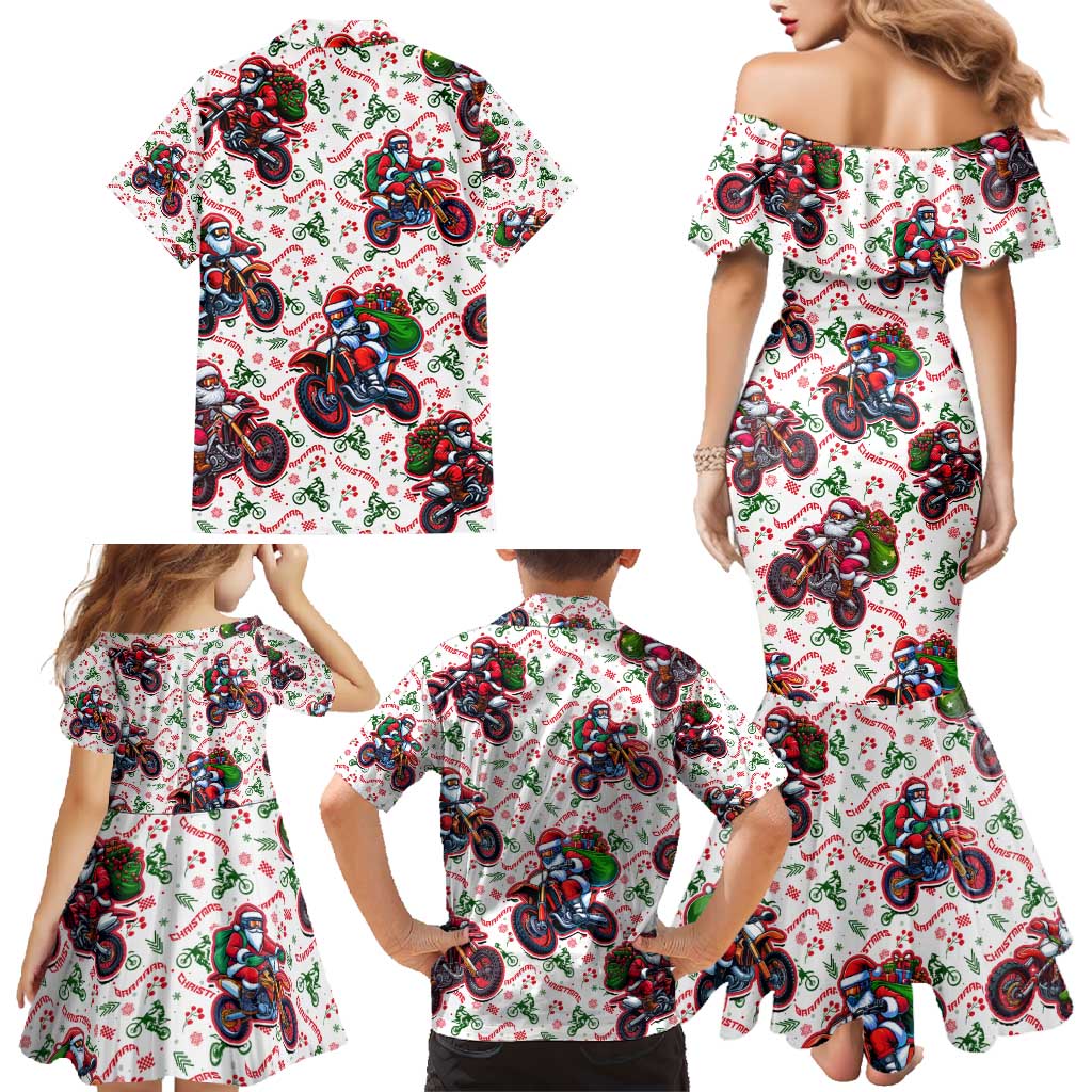 BRAAAP! Motorbike Santa Christmas Family Matching Mermaid Dress and Hawaiian Shirt - Wonder Print Shop