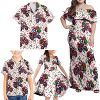 BRAAAP! Motorbike Santa Christmas Family Matching Off Shoulder Maxi Dress and Hawaiian Shirt - Wonder Print Shop