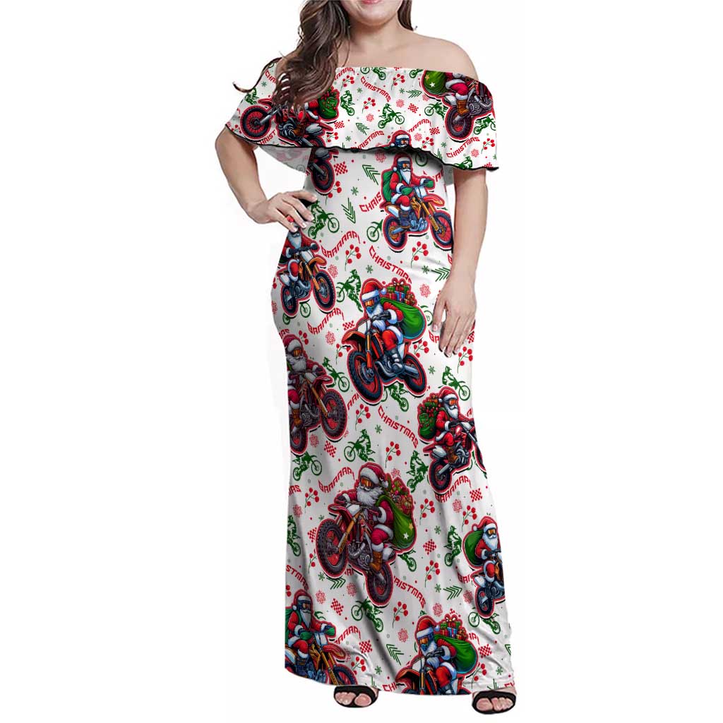 BRAAAP! Motorbike Santa Christmas Family Matching Off Shoulder Maxi Dress and Hawaiian Shirt - Wonder Print Shop