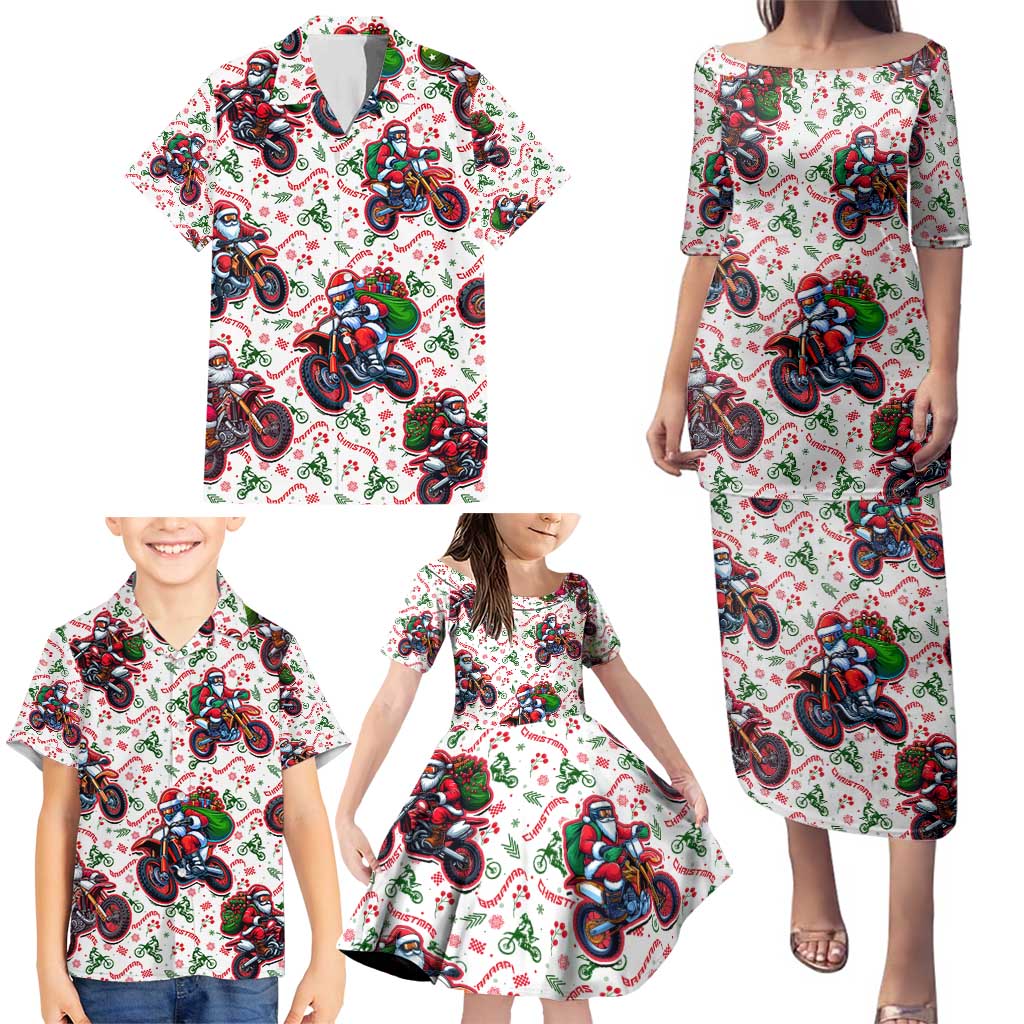 BRAAAP! Motorbike Santa Christmas Family Matching Puletasi and Hawaiian Shirt - Wonder Print Shop