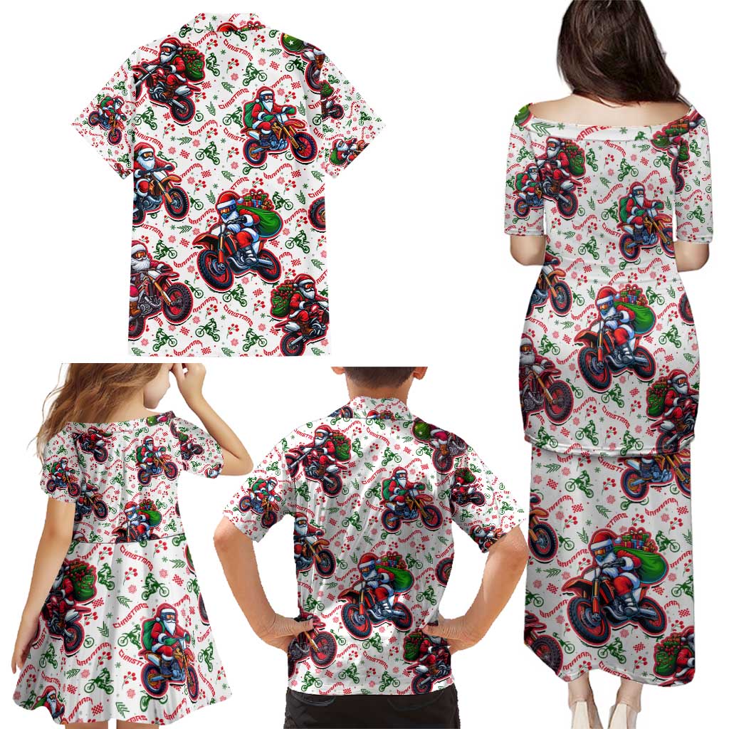 BRAAAP! Motorbike Santa Christmas Family Matching Puletasi and Hawaiian Shirt - Wonder Print Shop