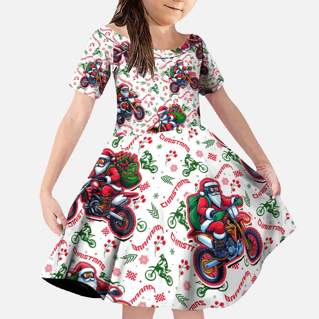 BRAAAP! Motorbike Santa Christmas Family Matching Short Sleeve Bodycon Dress and Hawaiian Shirt - Wonder Print Shop