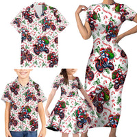 BRAAAP! Motorbike Santa Christmas Family Matching Short Sleeve Bodycon Dress and Hawaiian Shirt - Wonder Print Shop