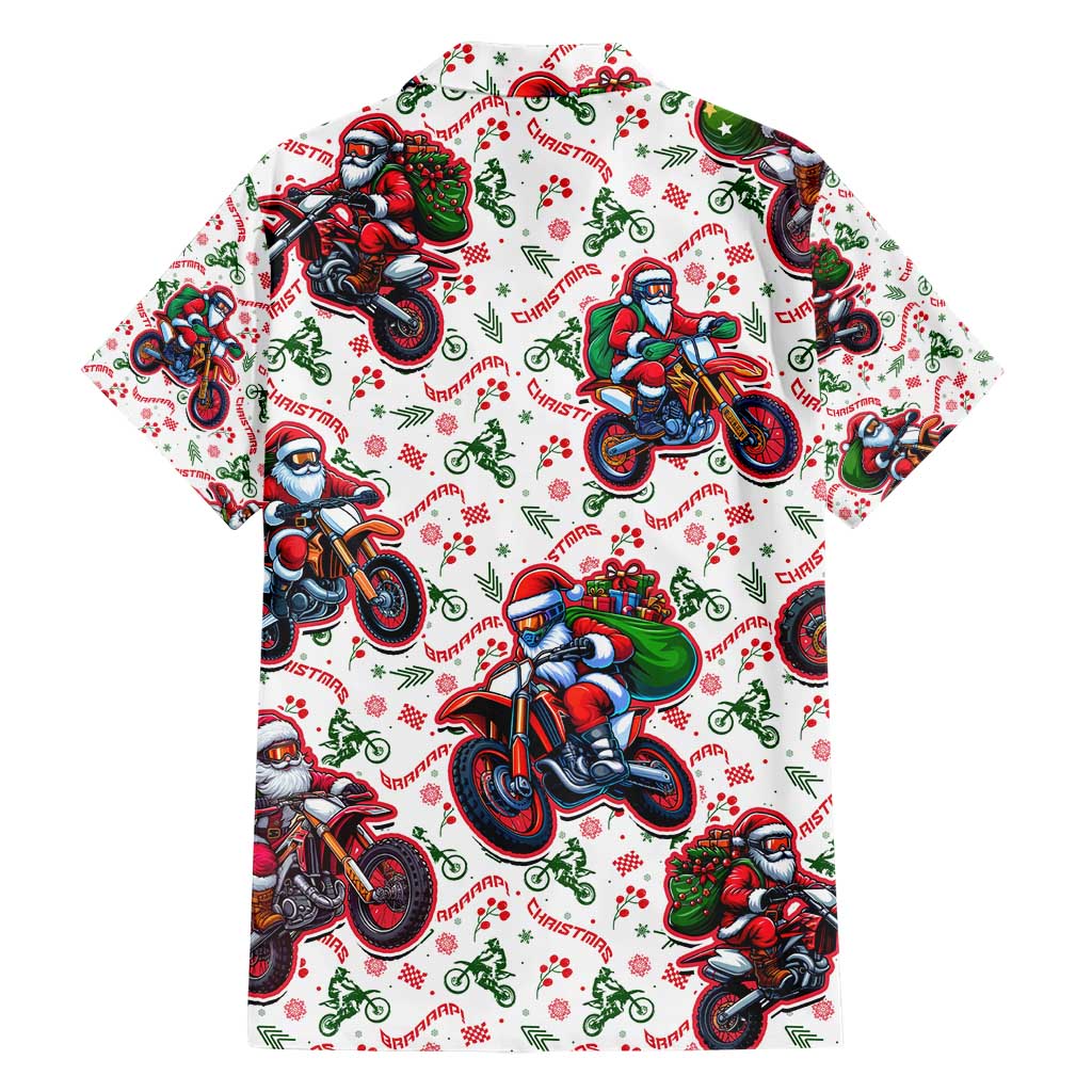 BRAAAP! Motorbike Santa Christmas Family Matching Short Sleeve Bodycon Dress and Hawaiian Shirt - Wonder Print Shop