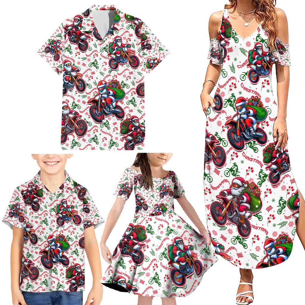 BRAAAP! Motorbike Santa Christmas Family Matching Summer Maxi Dress and Hawaiian Shirt - Wonder Print Shop