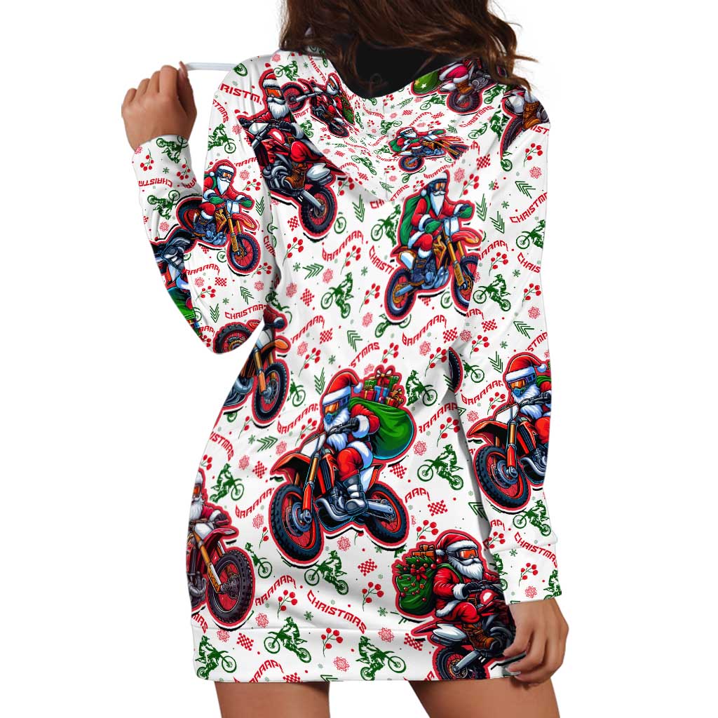 BRAAAP! Motorbike Santa Christmas Hoodie Dress - Wonder Print Shop