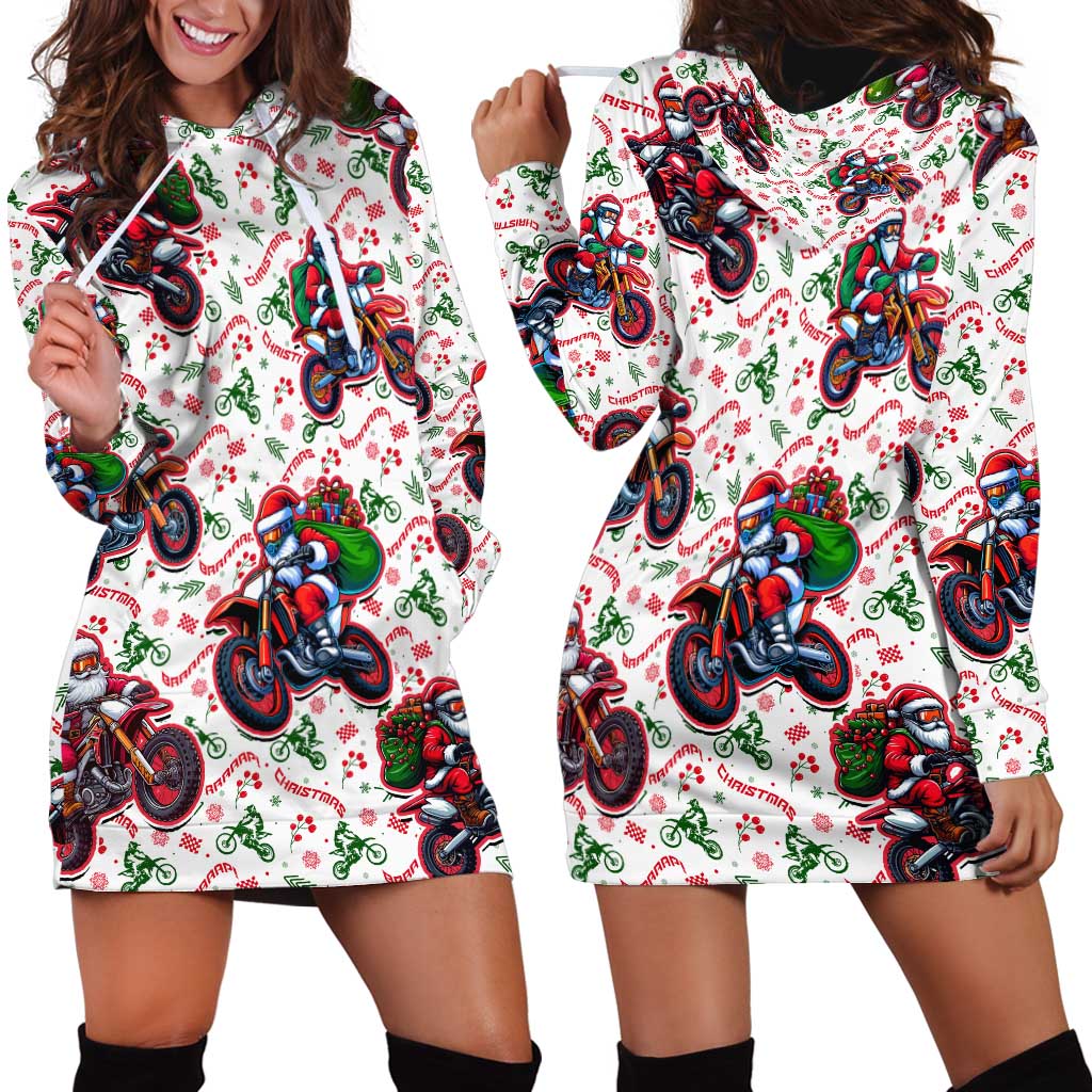 BRAAAP! Motorbike Santa Christmas Hoodie Dress - Wonder Print Shop