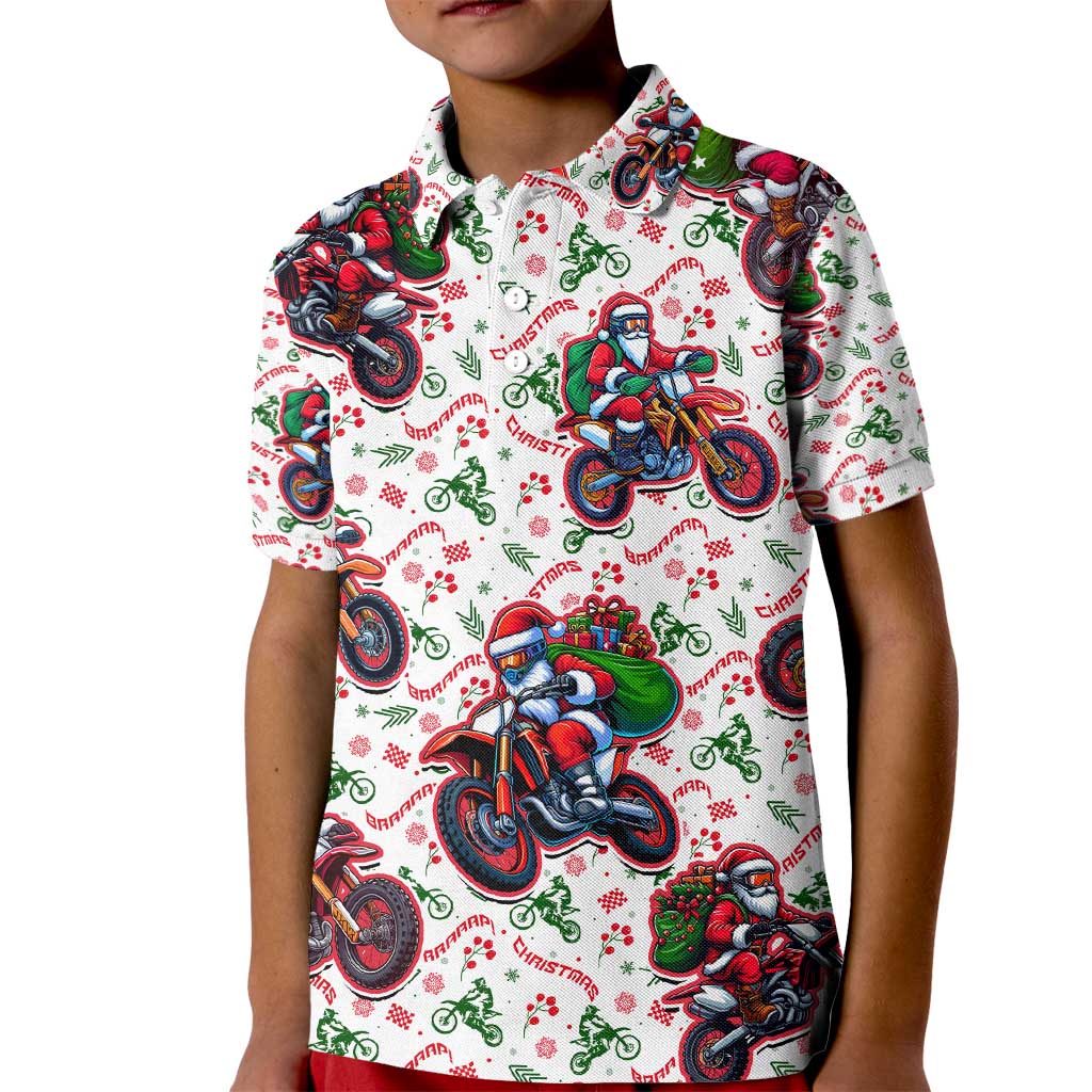 BRAAAP! Motorbike Santa Christmas Kid Polo Shirt - Wonder Print Shop