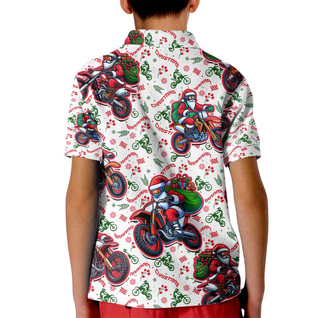BRAAAP! Motorbike Santa Christmas Kid Polo Shirt - Wonder Print Shop