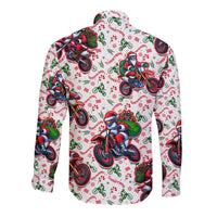 BRAAAP! Motorbike Santa Christmas Long Sleeve Button Shirt - Wonder Print Shop