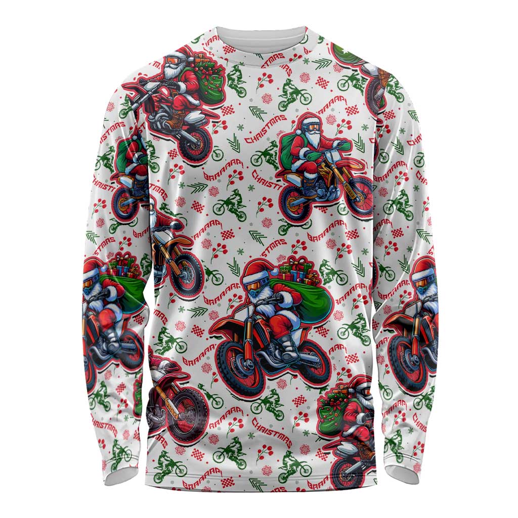 BRAAAP! Motorbike Santa Christmas Long Sleeve Shirt - Wonder Print Shop