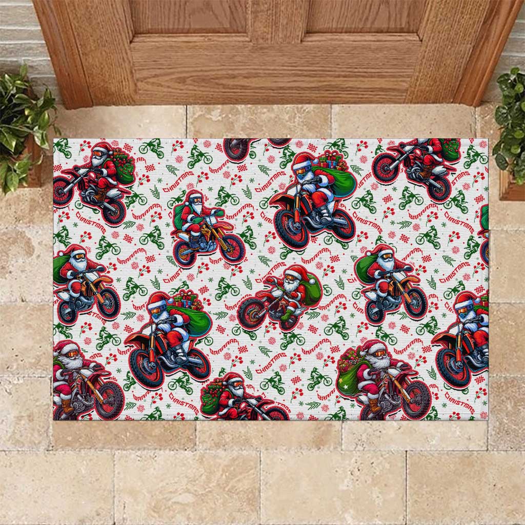 BRAAAP! Motorbike Santa Christmas Rubber Doormat - Wonder Print Shop