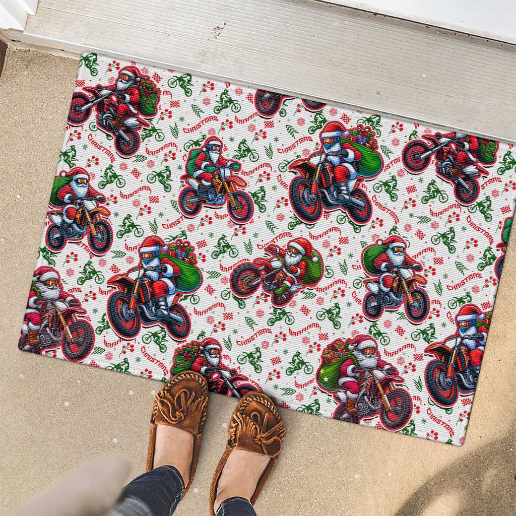 BRAAAP! Motorbike Santa Christmas Rubber Doormat - Wonder Print Shop